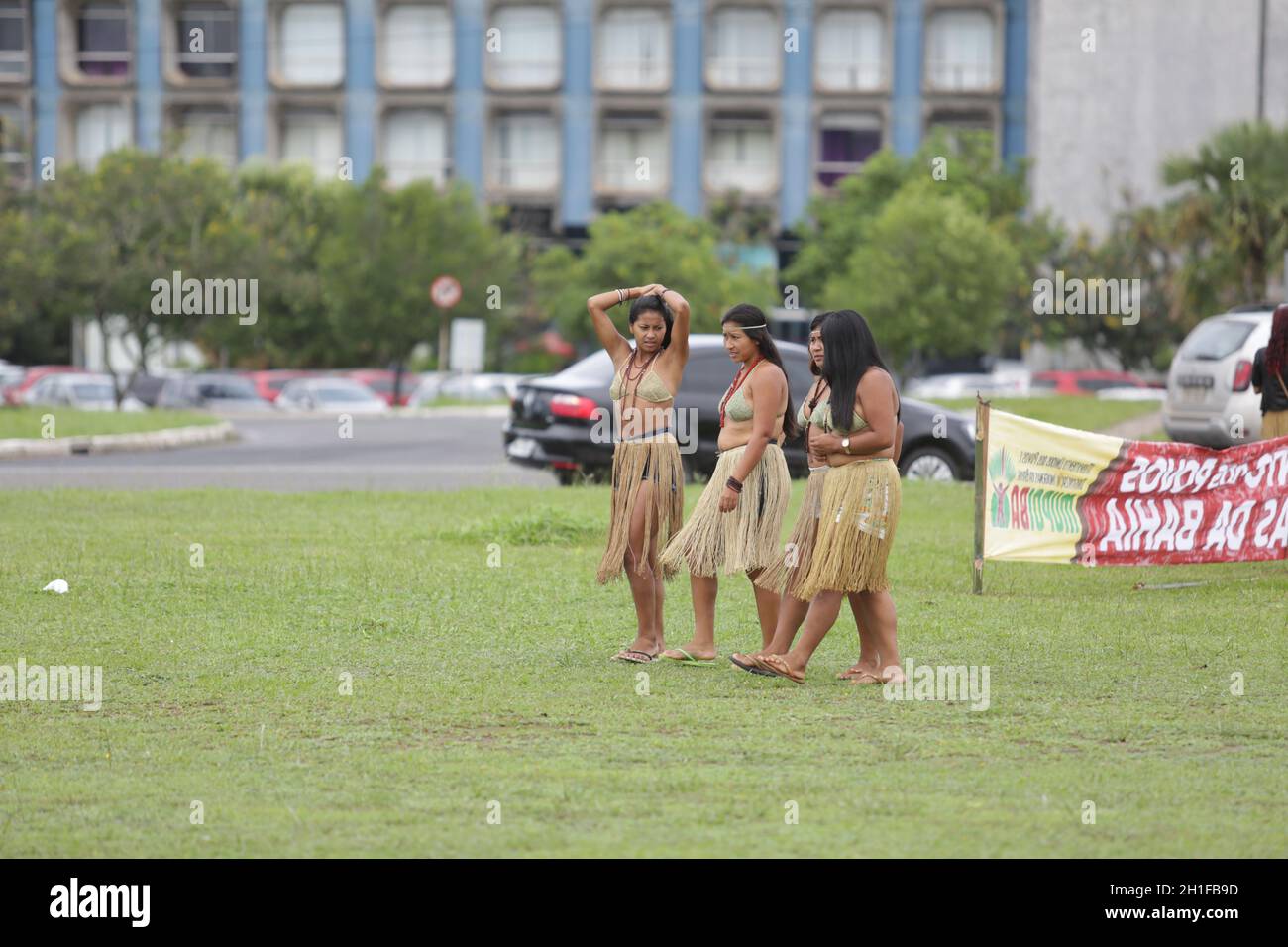 salvador, bahia / brazil - may 29, 2017: Indians from various Bahia tribes and ethnic groups camp in Salvador (BA) to discuss the political conjunctur Stock Photo