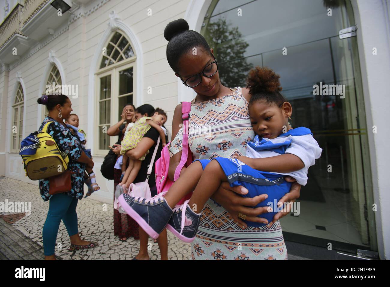 salvador, bahia / brazil - april 17, 2018: Children with microcephaly are seen seeking justice at the Public Prosecution Service in Salvador. The dise Stock Photo
