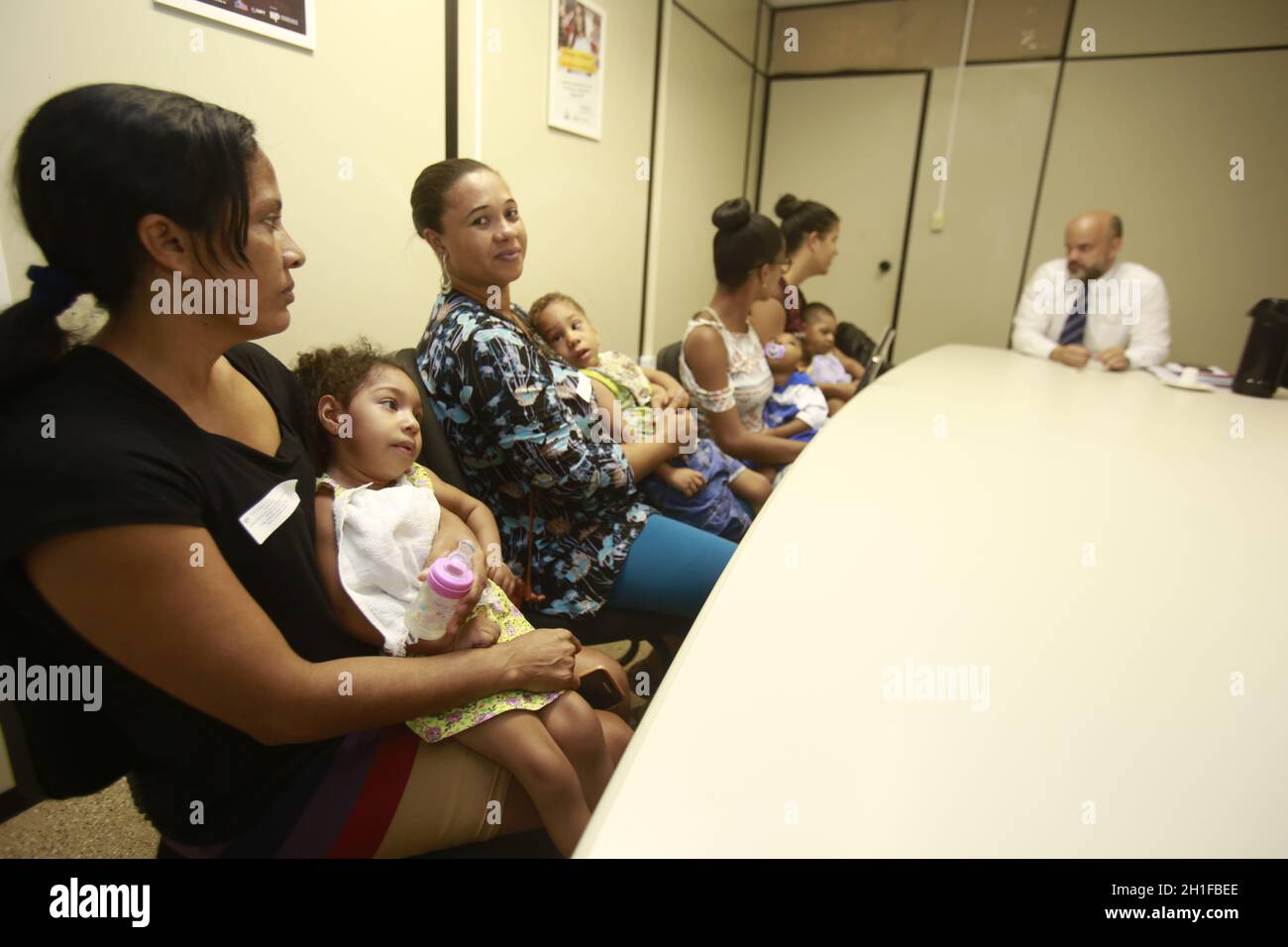 salvador, bahia / brazil - april 17, 2018: Children with microcephaly are seen seeking justice at the Public Prosecution Service in Salvador. The dise Stock Photo