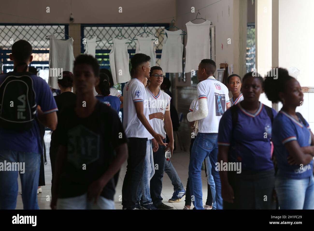 salvador, bahia / brazil - november 8, 2018: Student of public school in the Bairro da Paz in Salvador are seen in the school's patido.  *** Local Cap Stock Photo