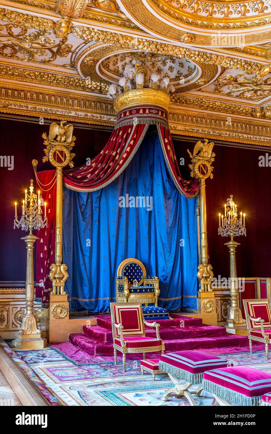 Throne Room redesigned for Napoleon Bonaparte in the Palace of Fontainebleau  (Château de Fontainebleau) near Paris, France Stock Photo - Alamy