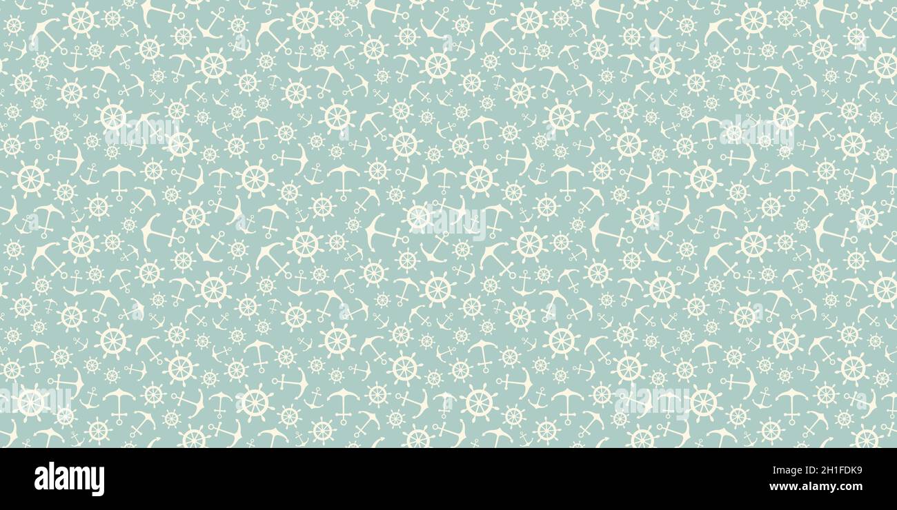 Nautical seamless pattern with ship wheels and anchors Stock Vector ...