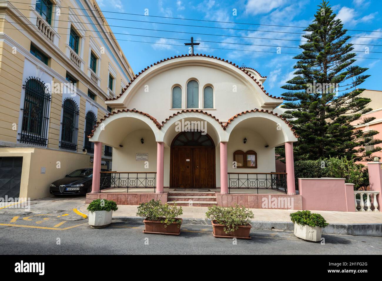 Heraklion, Crete, Greece - November 2, 2019: Catholic Church of St John the Baptist in Heraklion, Crete, Greece. Stock Photo