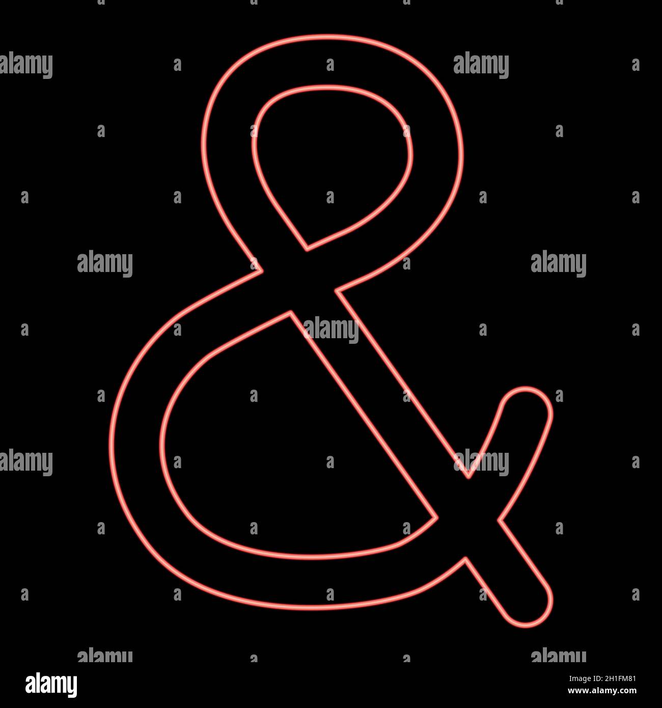 Neon ampersand red color vector illustration flat style light image ...