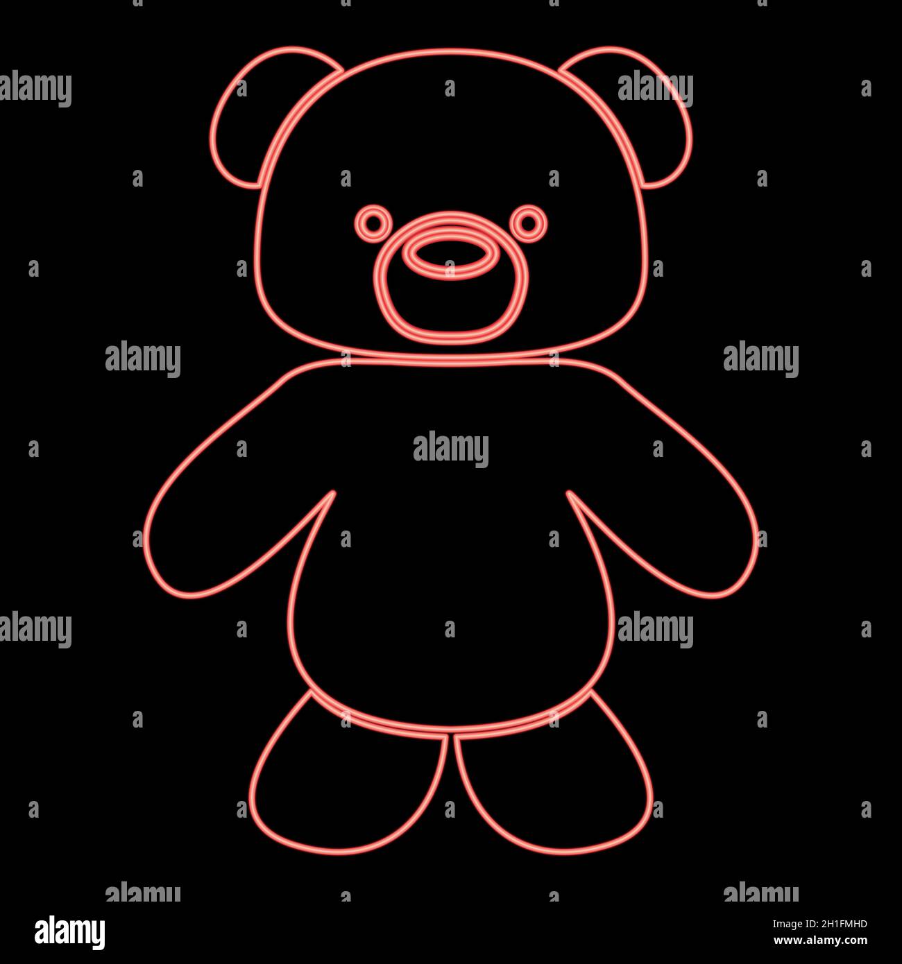 Neon little bear red color vector illustration flat style light image Stock Vector