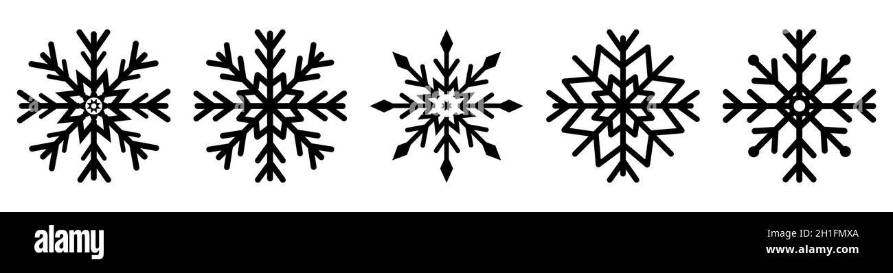 Snowflakes icons set. Vector illustration isolated on white background ...