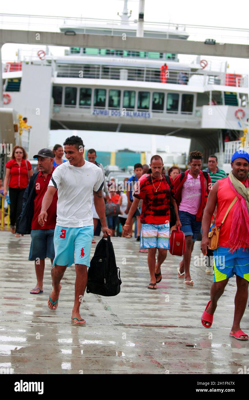 salvador, bahia / brazil - june 25, 2015: Ferry Boat Zumbi of Palmares is seen at the Sao Joaquim terminal in Salvador. *** Local Caption ***  . Stock Photo