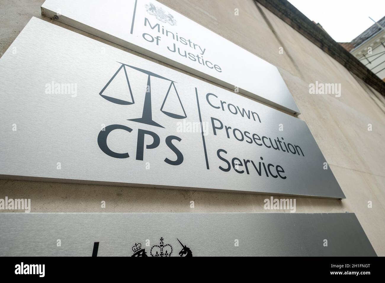 Westminster London- Crown Prosecution Service signage. UK government building Stock Photo