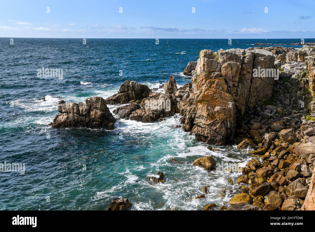Rocky coast at the Atlantic Ocean in France landscape Stock Photo - Alamy