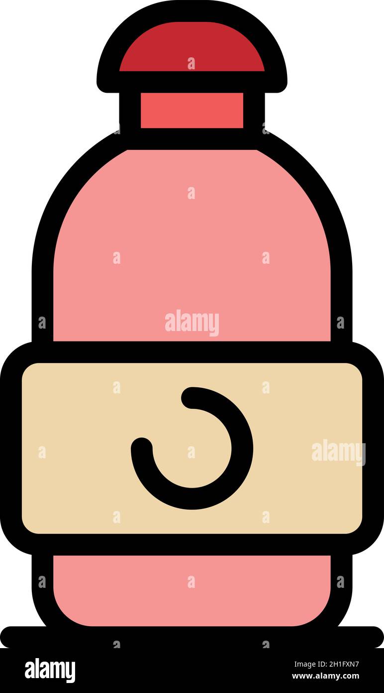 Shampoo bottle icon. Outline shampoo bottle vector icon color flat