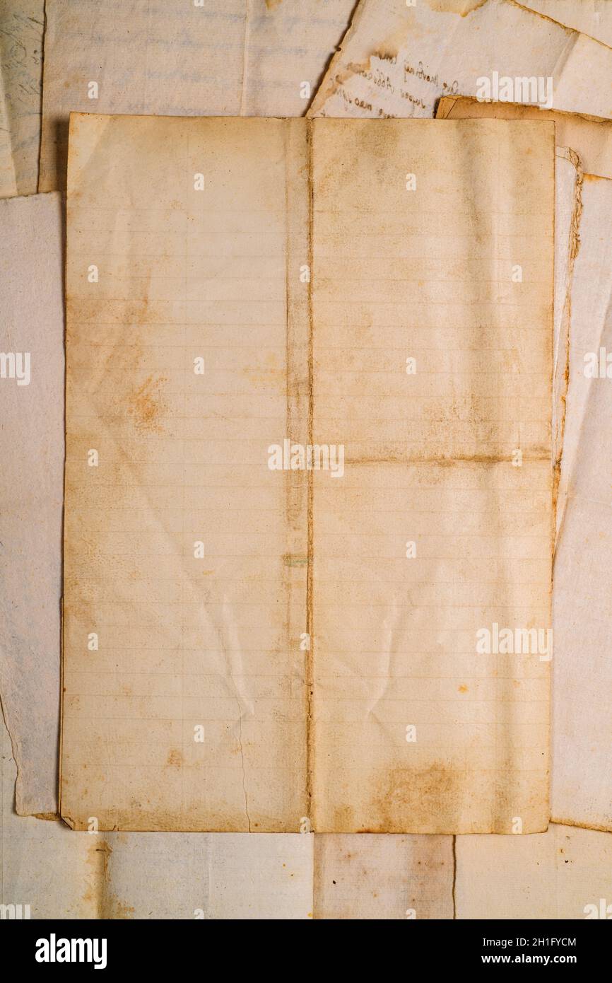Stacked old sheets group with space to write Stock Photo