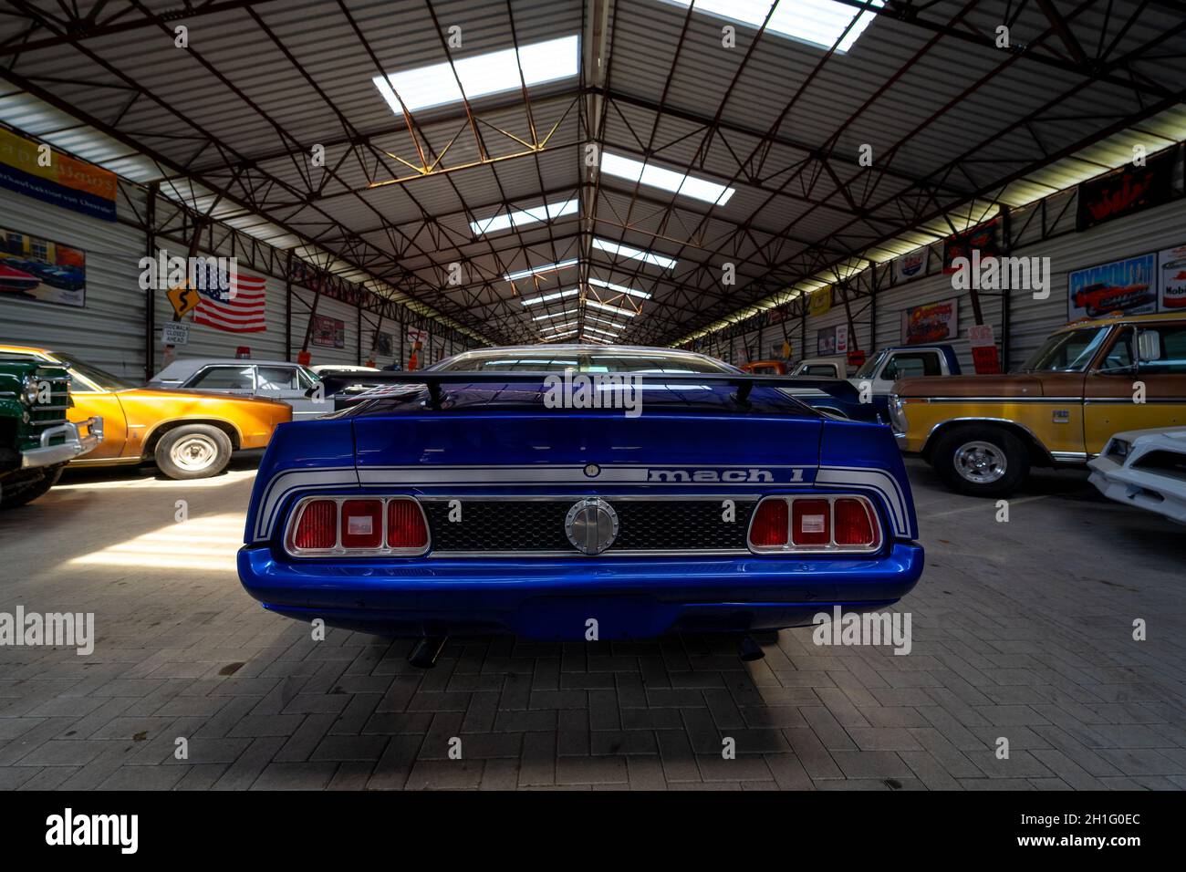 BERLIN - MAY 05, 2018: Pony car Ford Mustang Fastback Mach I, 1971. Rear view. Stock Photo