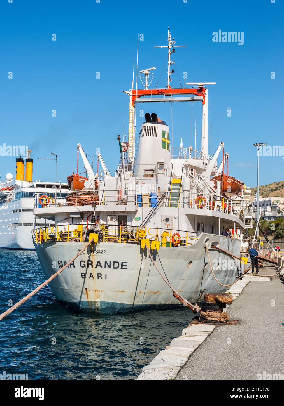Reggio Calabria, Italy - October 30, 2017: Cement Carrier Vessel Mar Grande at port of Reggio Calabria, in Italy. Stock Photo