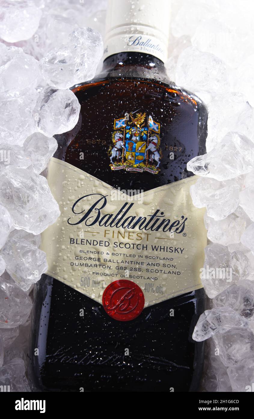 POZNAN, POL MAY 28, 2020 Bottle of Ballantine's, the world's second
