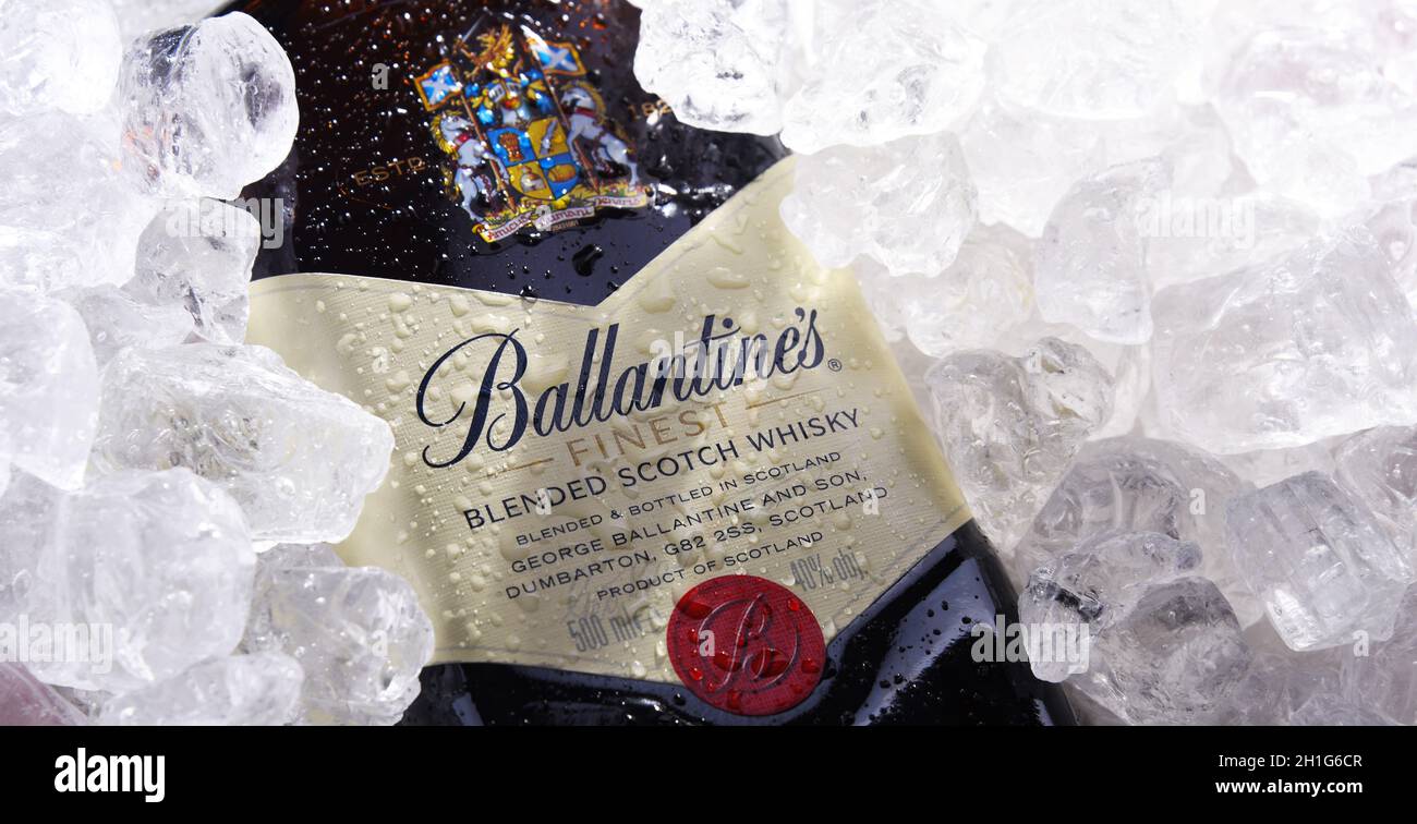 POZNAN, POL MAY 28, 2020 Bottle of Ballantine's, the world's second