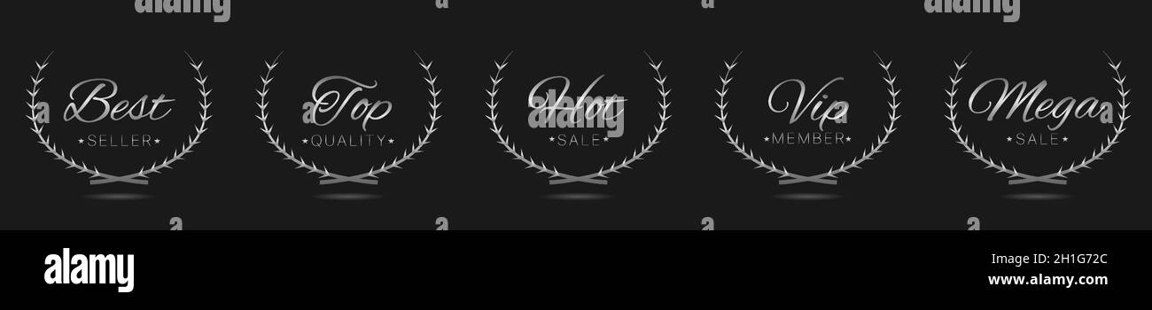 Best seller silver laurel wreath label set Stock Vector Image & Art - Alamy