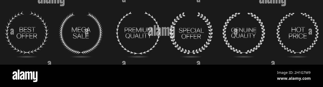 Best offer silver laurel wreath label set Stock Vector Image & Art - Alamy