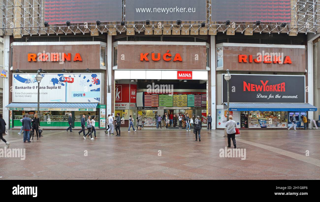 Rijeka, Croatia - October 17, 2014: Entrance to Big Shopping Mall at Korzo Street in Rijeka, Croatia. Stock Photo