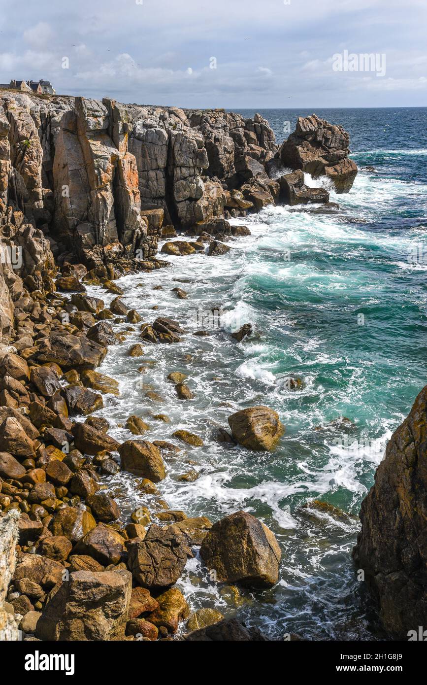 Rocky coast at the Atlantic Ocean in France landscape Stock Photo - Alamy