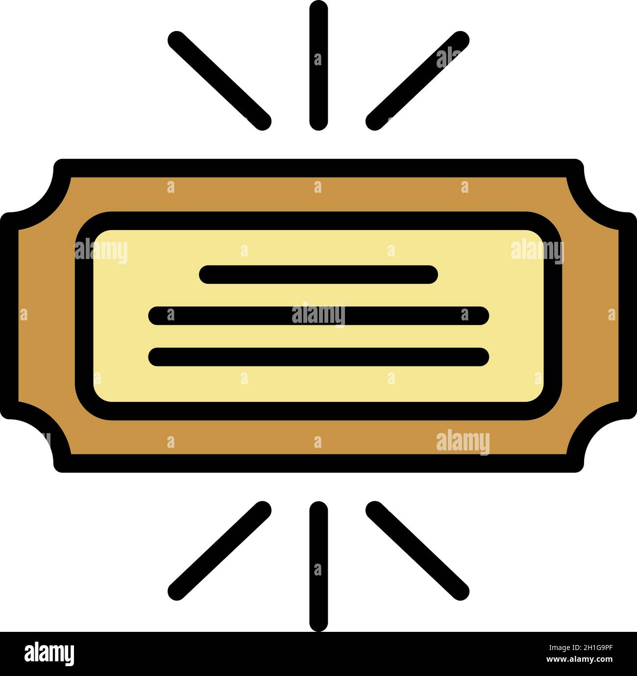 Cinema ticket icon. Outline cinema ticket vector icon color flat ...