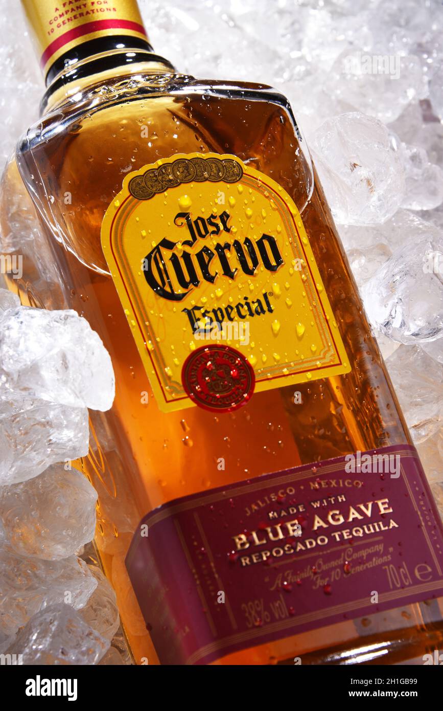 POZNAN, POL JUN 18, 2020 Bottle of Jose Cuervo, a brand of the best