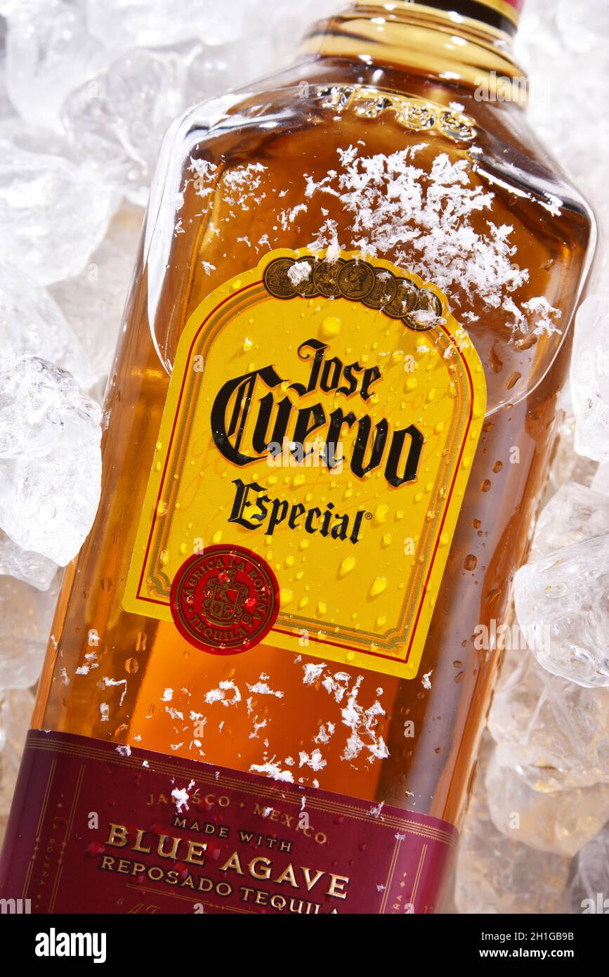 POZNAN, POL JUN 18, 2020 Bottle of Jose Cuervo, a brand of the best
