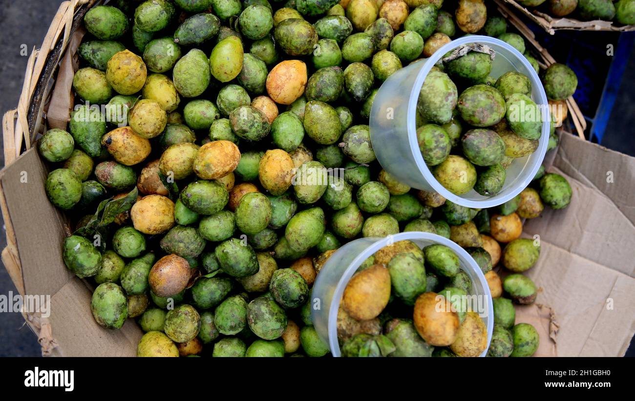 salvador, bahia / brazil - july 10, 2020: umbu fruit are seen for sale in the city of Salvador. Stock Photo