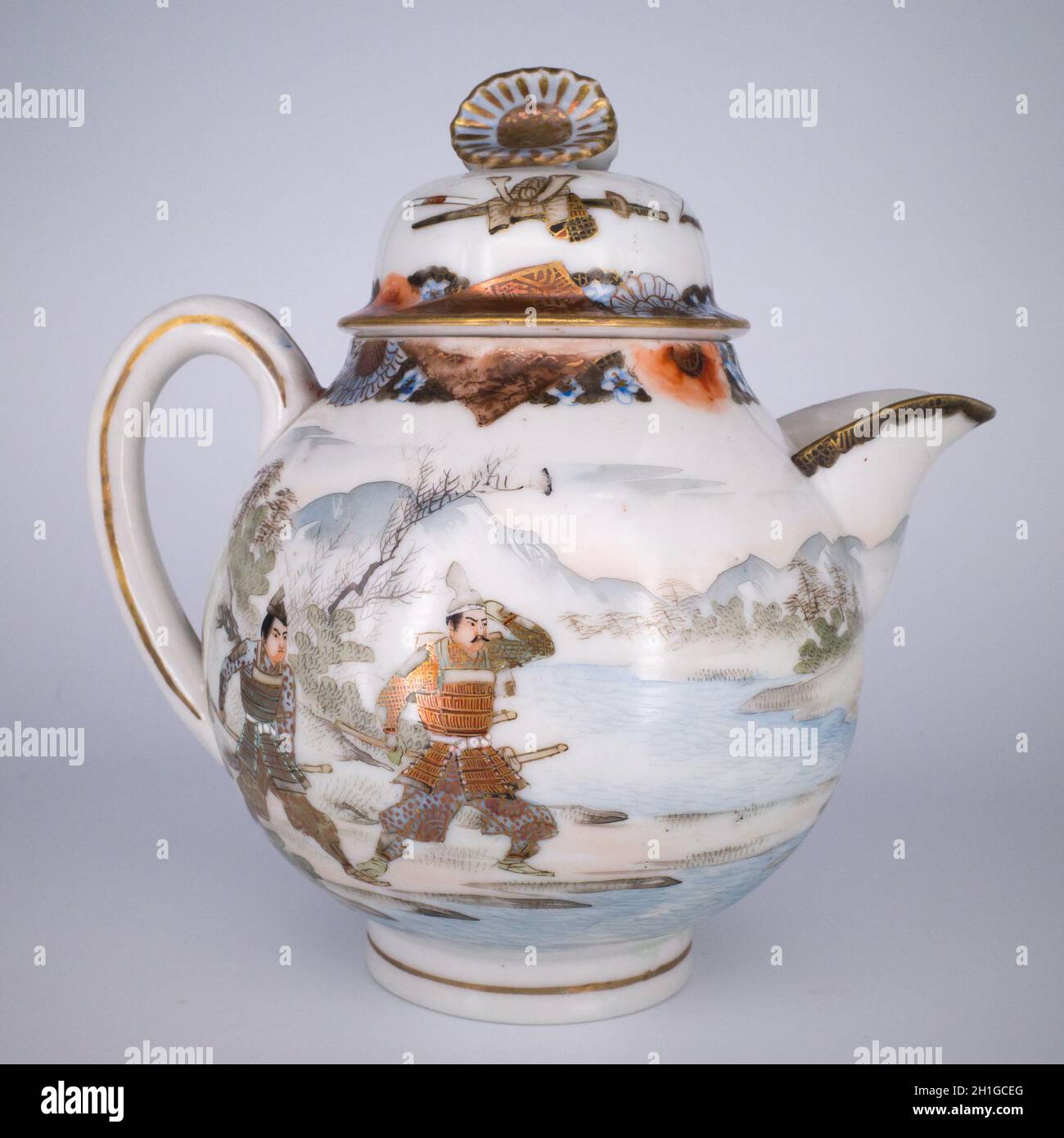 Fine Antique Japanese Kutani Porcelain Samurai Milk Jug or Creamer