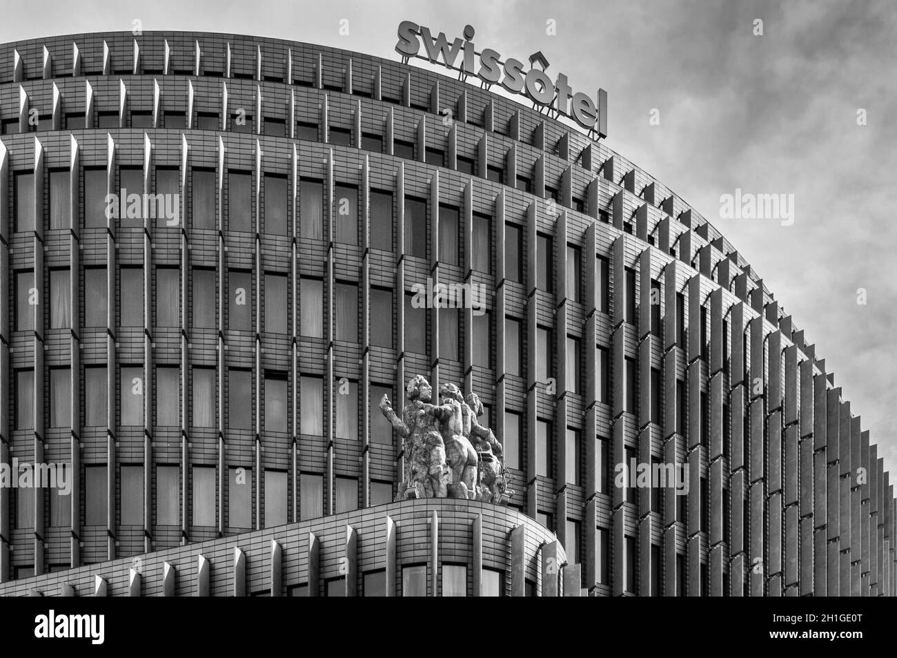 Berlin, Germany - May 28, 2017: Swissotel hotel in Berlin city, Germany. Black and white photography. Stock Photo