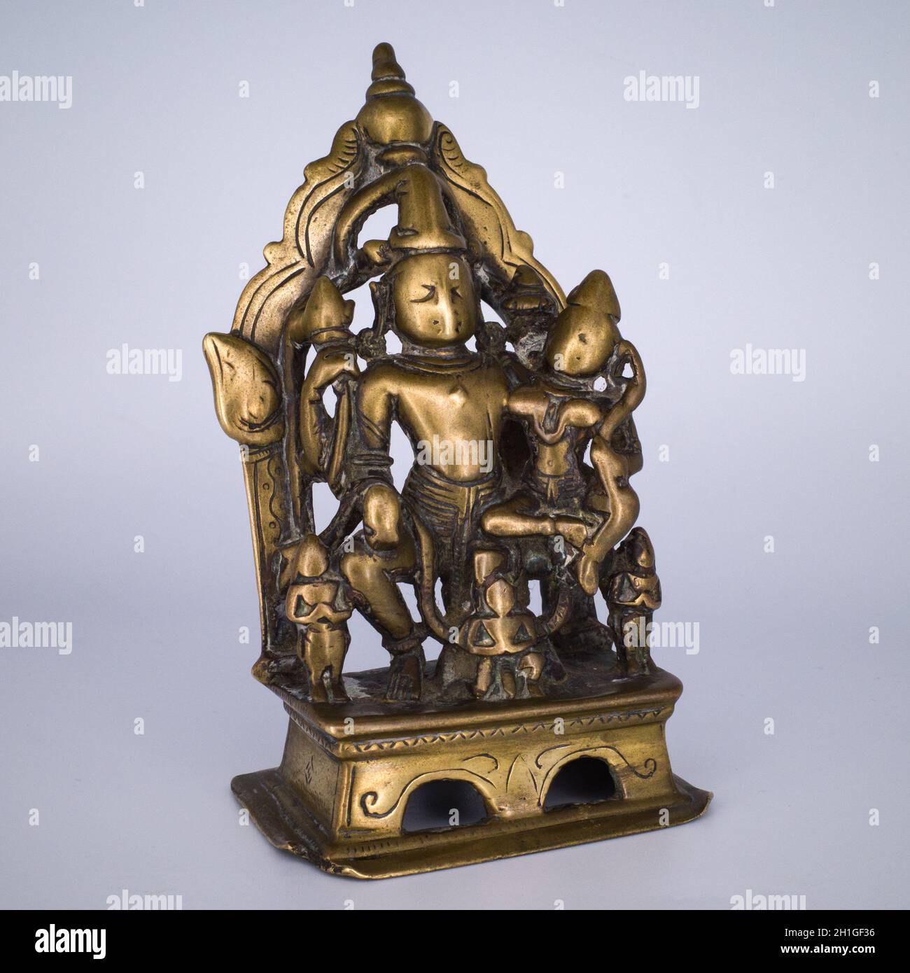 Antique Indian Copper Alloy Shrine of Lakshmi-Narayana. Gujarat, Western India, 17th century Stock Photo