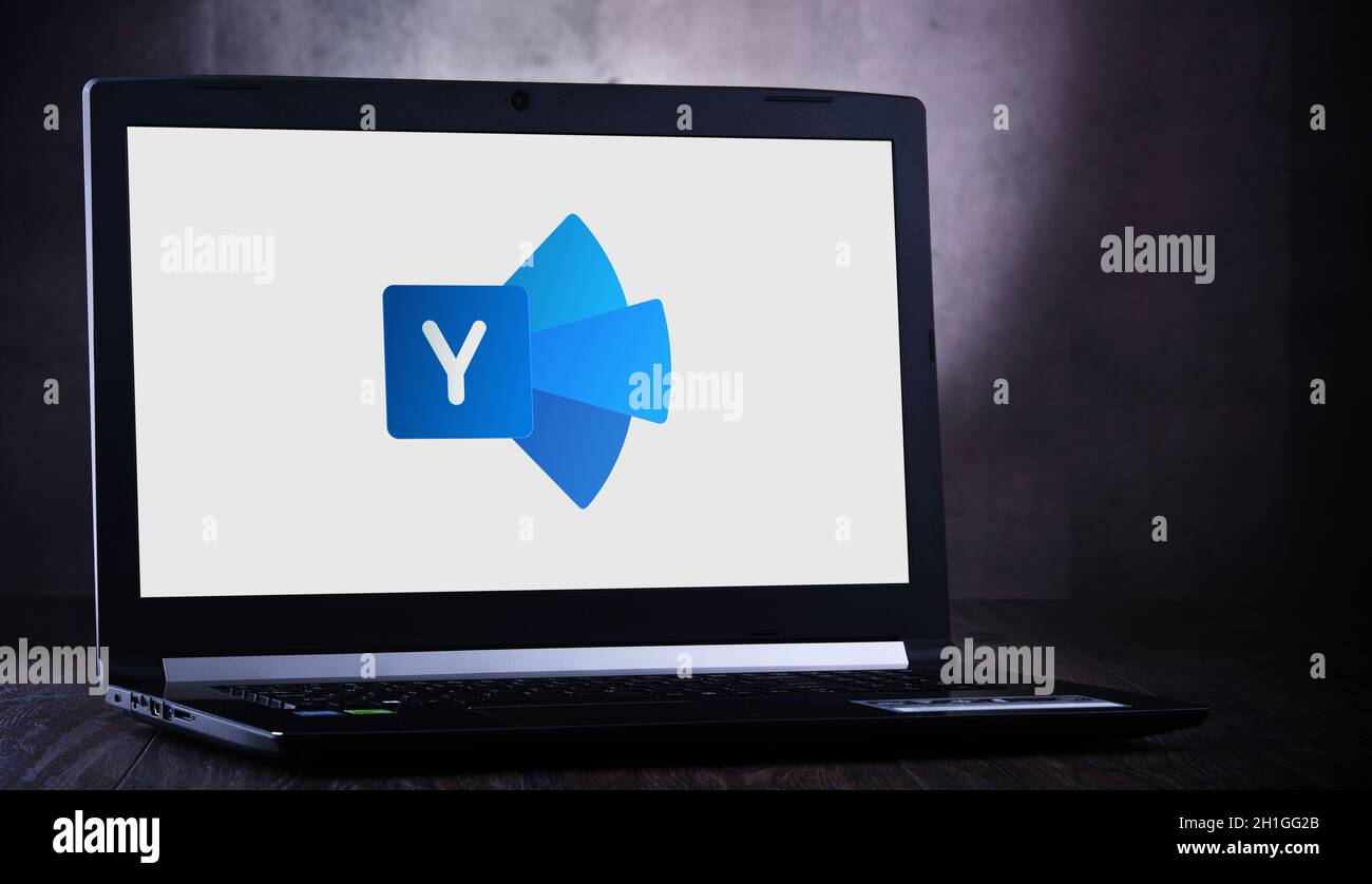 POZNAN, POL - JUL 11, 2020: Laptop computer displaying logo of Yammer ...