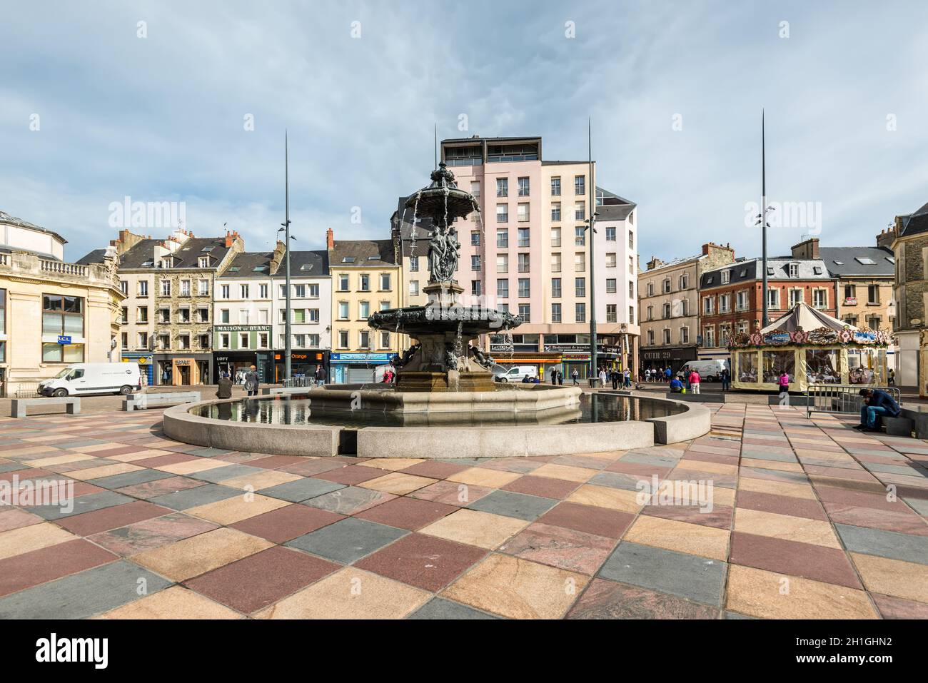 CherbourgOcteville, France May 22, 2017 Fountain Mouchel in the