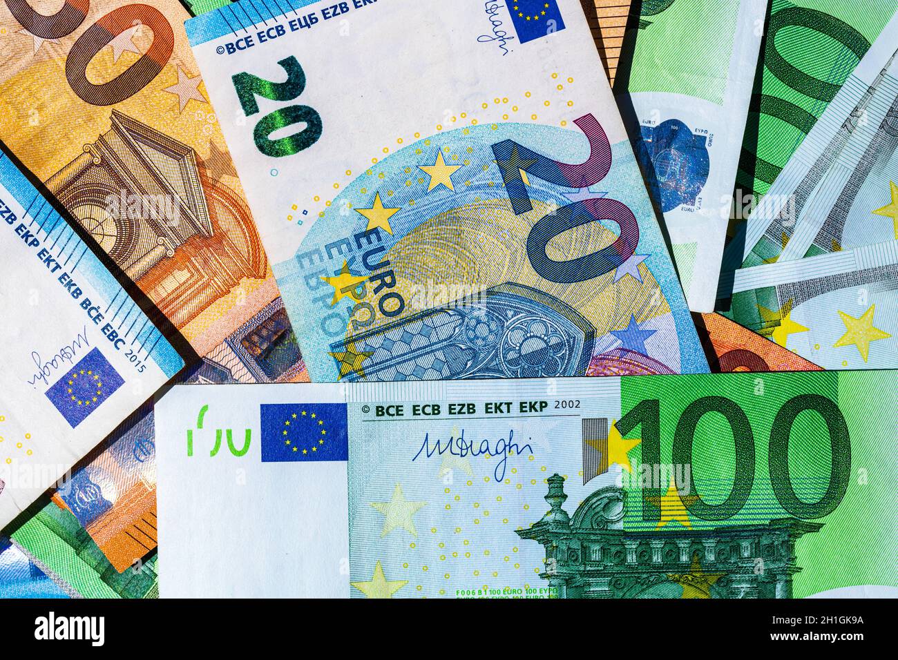 Close up of money euro banknotes, background of money euro isolated ...
