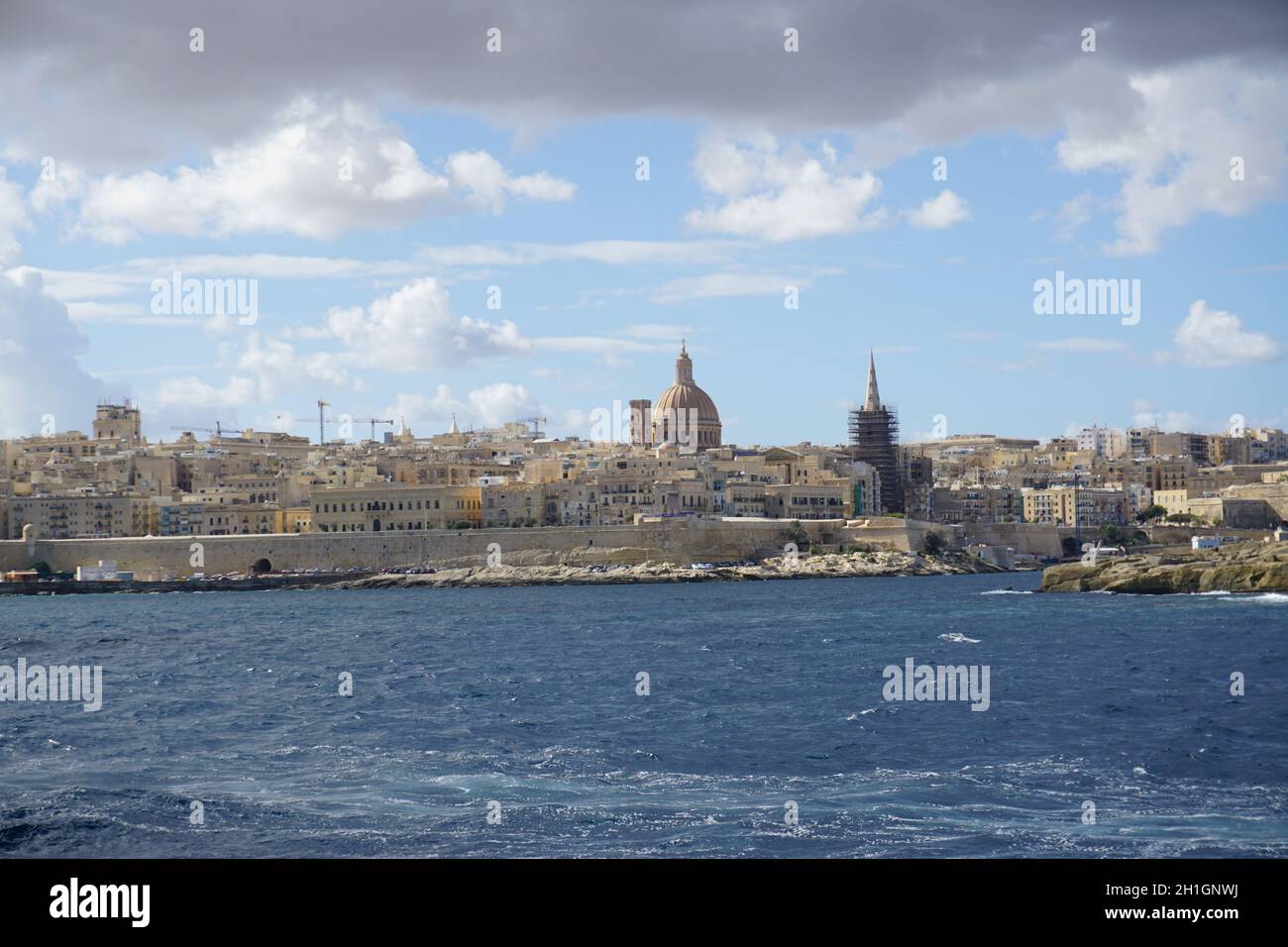water view of the Capital city Valletta on the island of Malta. Photo by Willy Matheisl Stock Photo