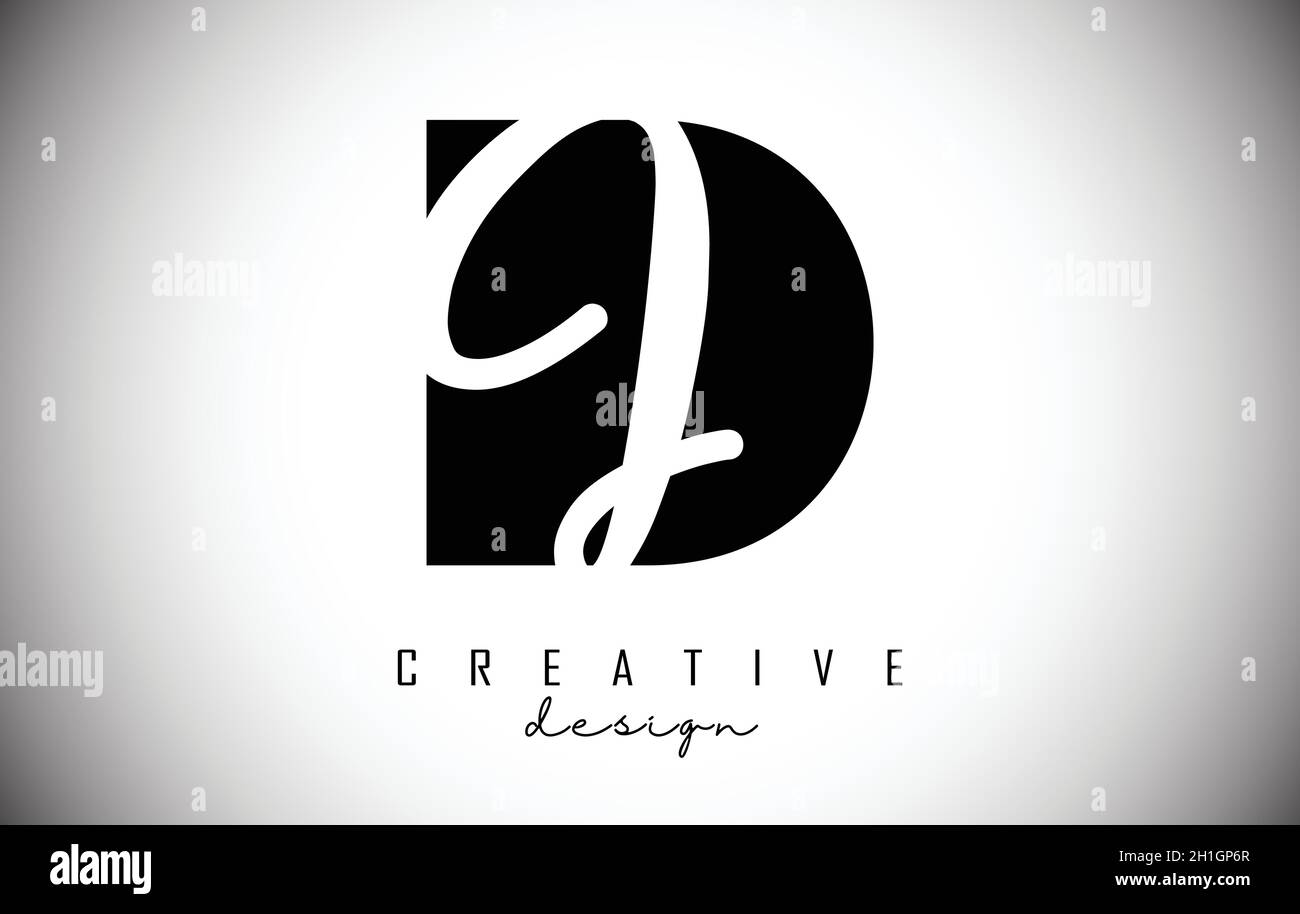 Letters DJ d j Logo with a minimalist design. Letters D and j with