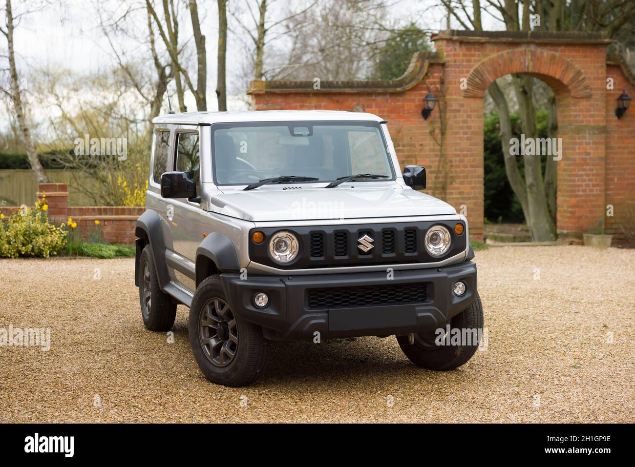 BUCKINGHAMSHIRE, UK - March 19, 2021. Suzuki Jimny 2018, parked in rural England. Fourth generation of the small off-road mini SUV. Stock Photo