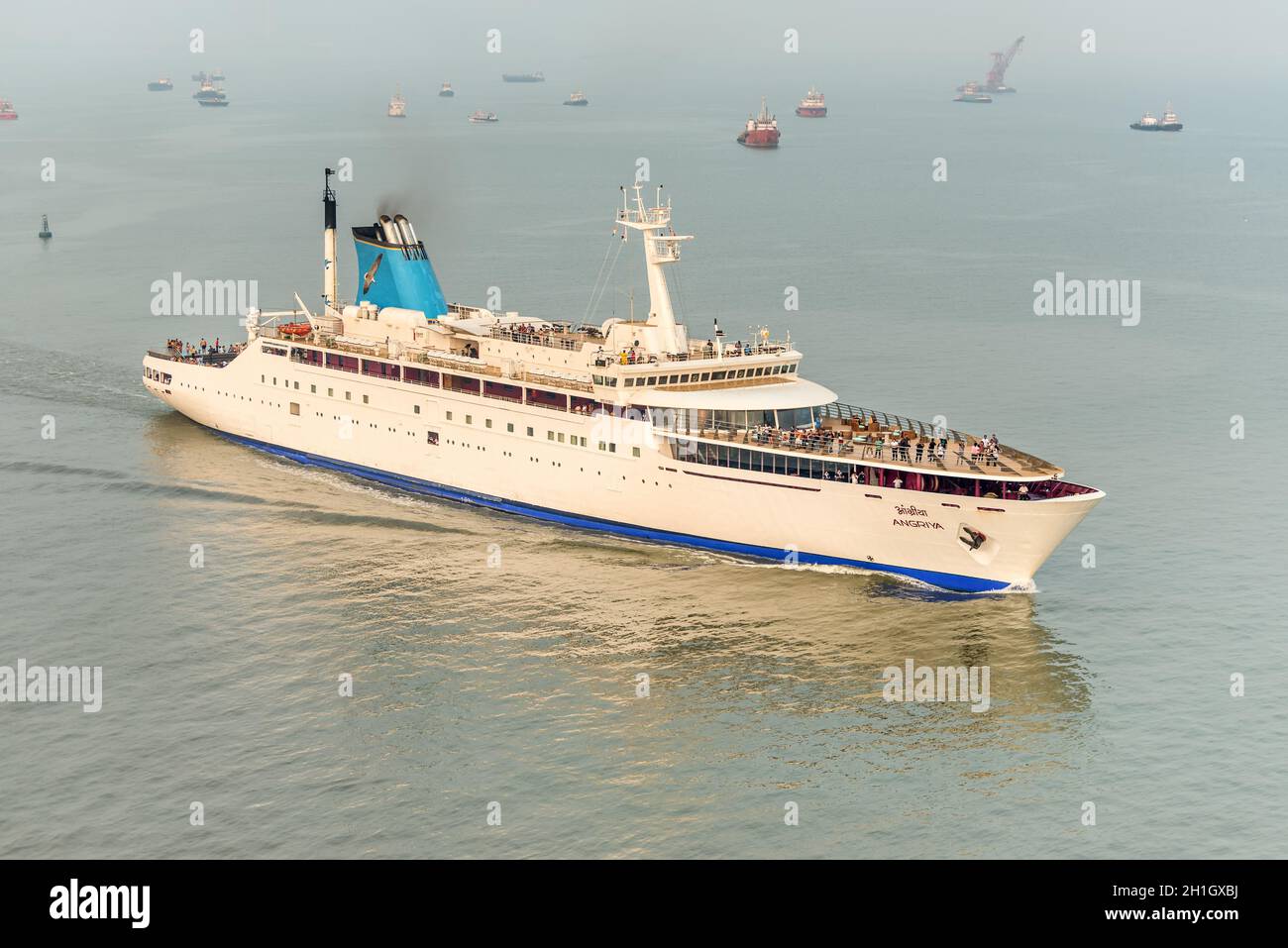 Mumbai, India November 22, 2019 Passenger cruise ship Angriya sails