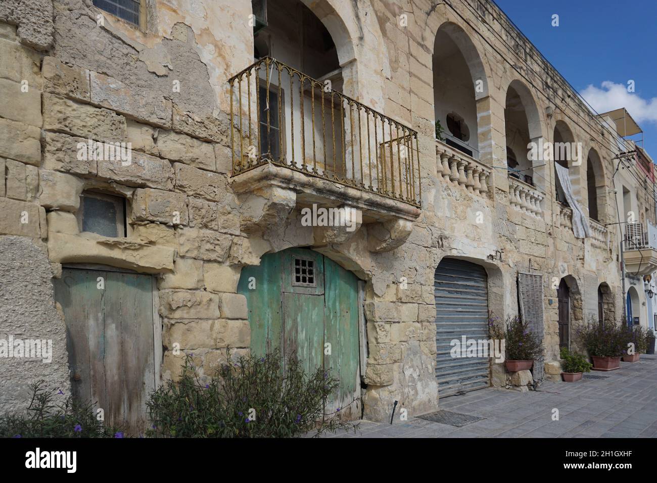 facade of historical buildings in the city Marsaxlokk; Malta. Photo by Willy Matheisl Stock Photo
