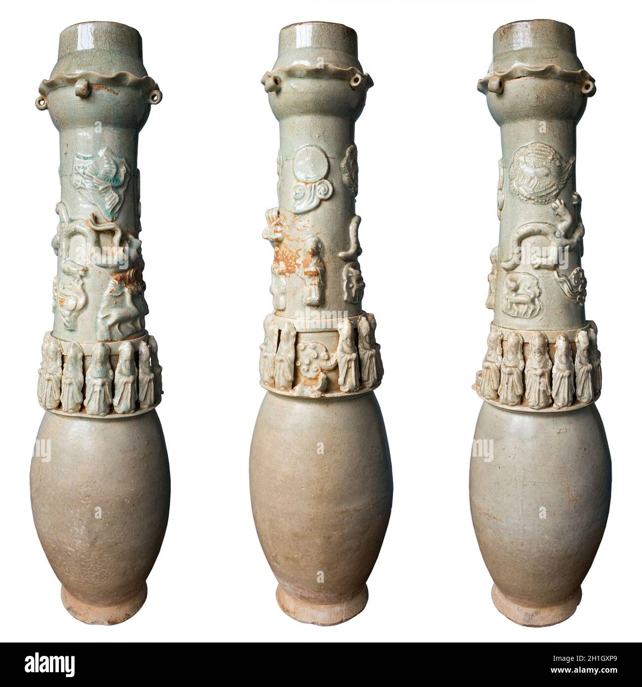 Antique Chinese Late Song to Yuan Dynasty Qingbai Glazed Funerary Urn