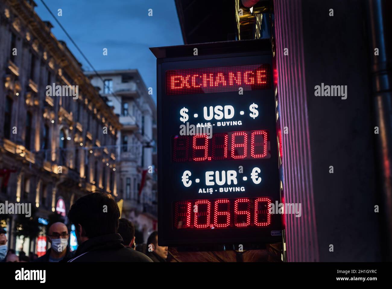 Istanbul, Turkey. October 18th 2021 Illuminated sign showing the