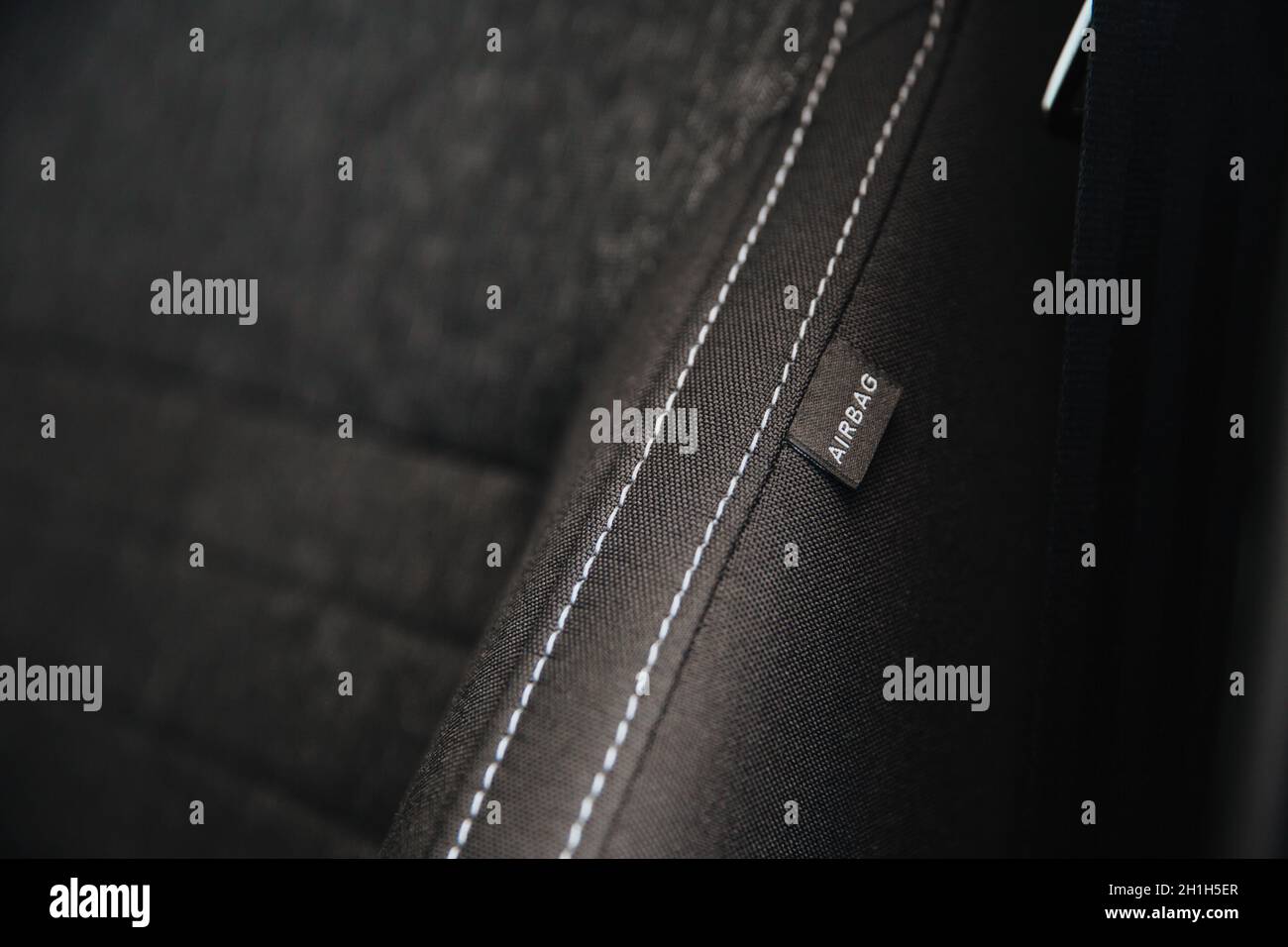 Interior of modern car. Comfortable black seats Stock Photo Alamy