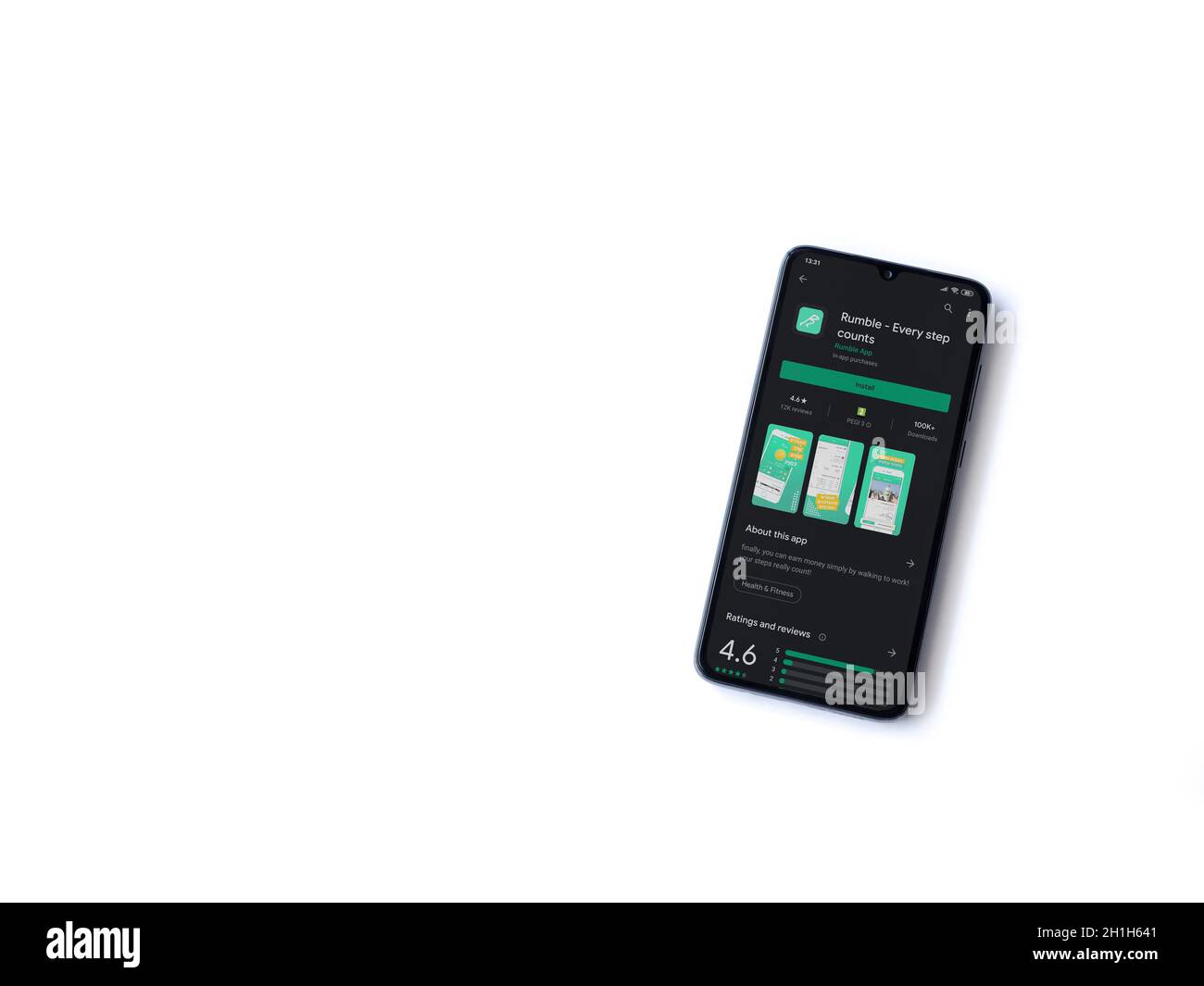 Lod, Israel July 8, 2020 Rumble app play store page on the display