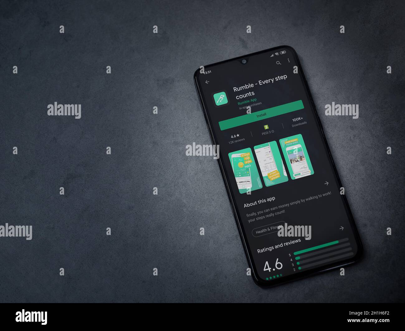 Lod, Israel July 8, 2020 Rumble app play store page on the display