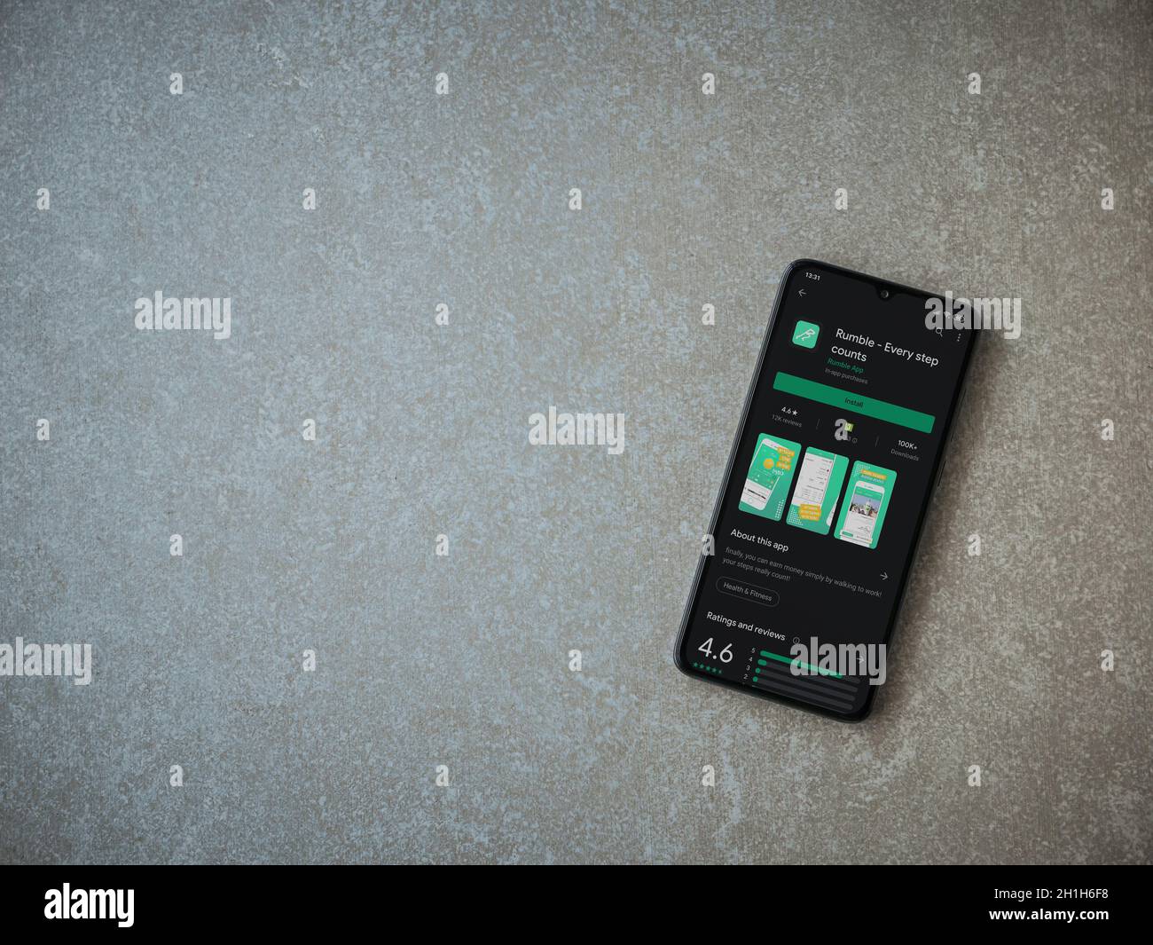 Lod, Israel July 8, 2020 Rumble app play store page on the display