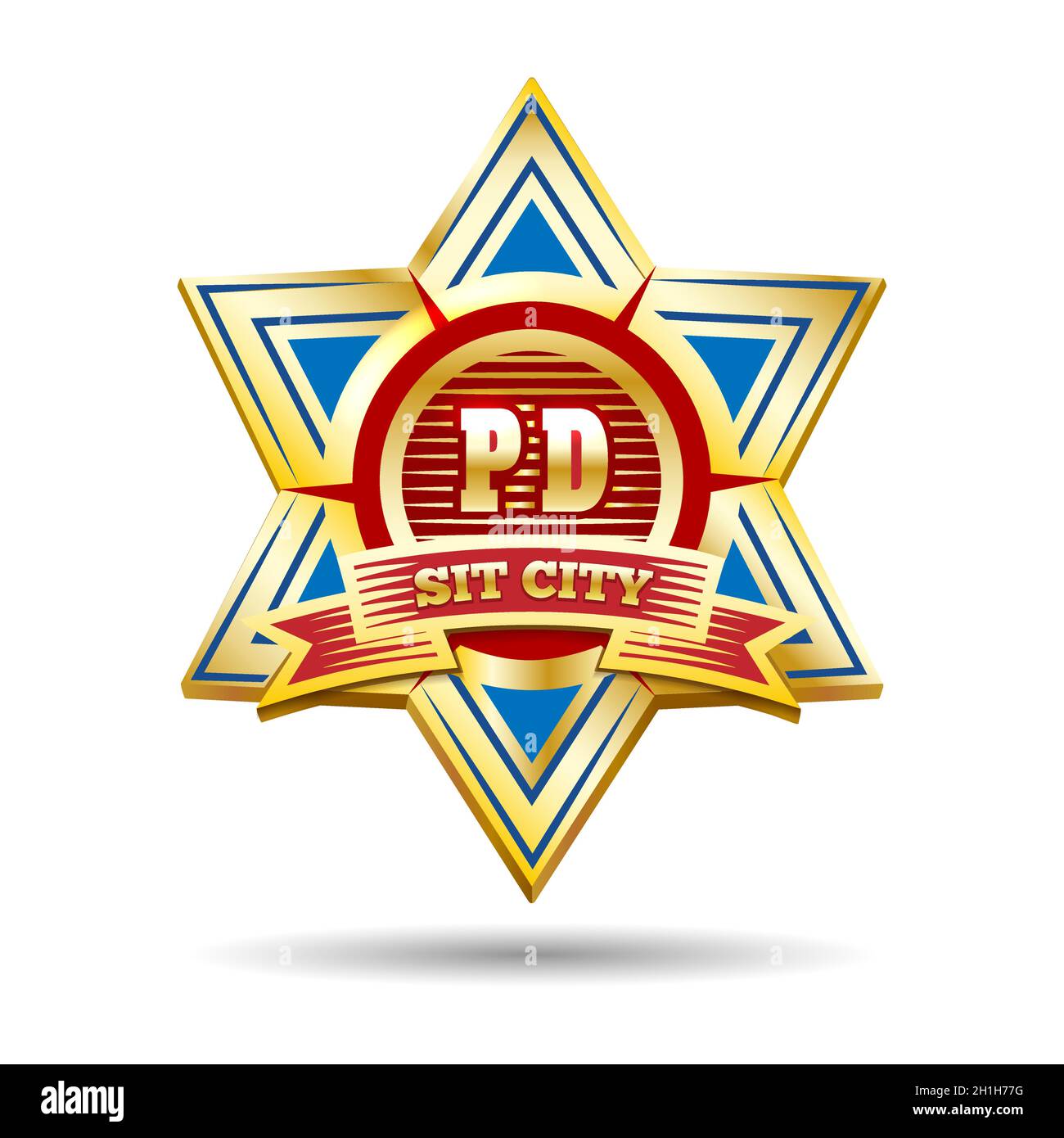 Emblem of Police star badge isolated on white. Vector illustration. Stock Vector