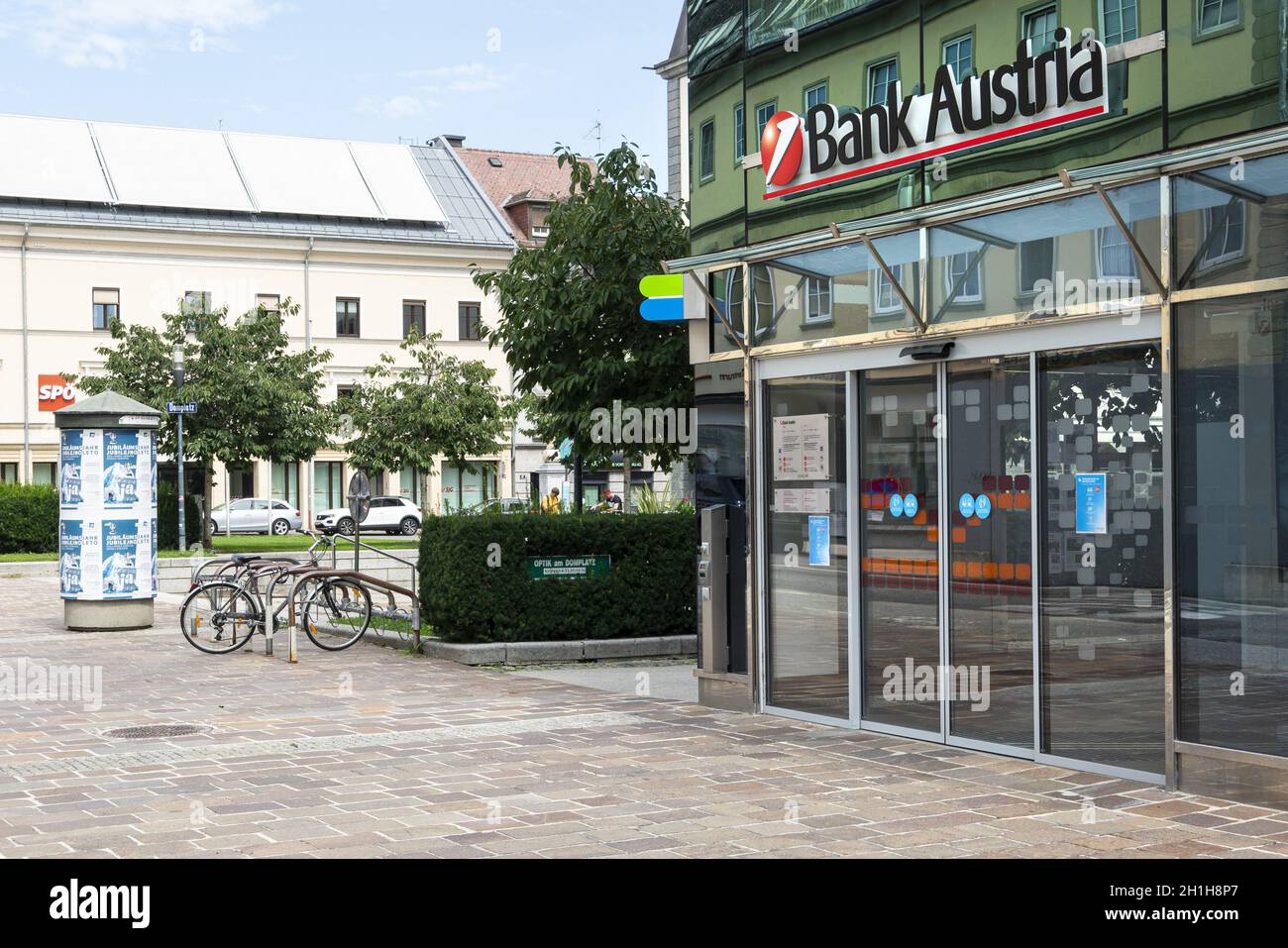 Klagenfurt, Austria. August 16, 2020. The branch of Bank Austria in the city center Stock Photo
