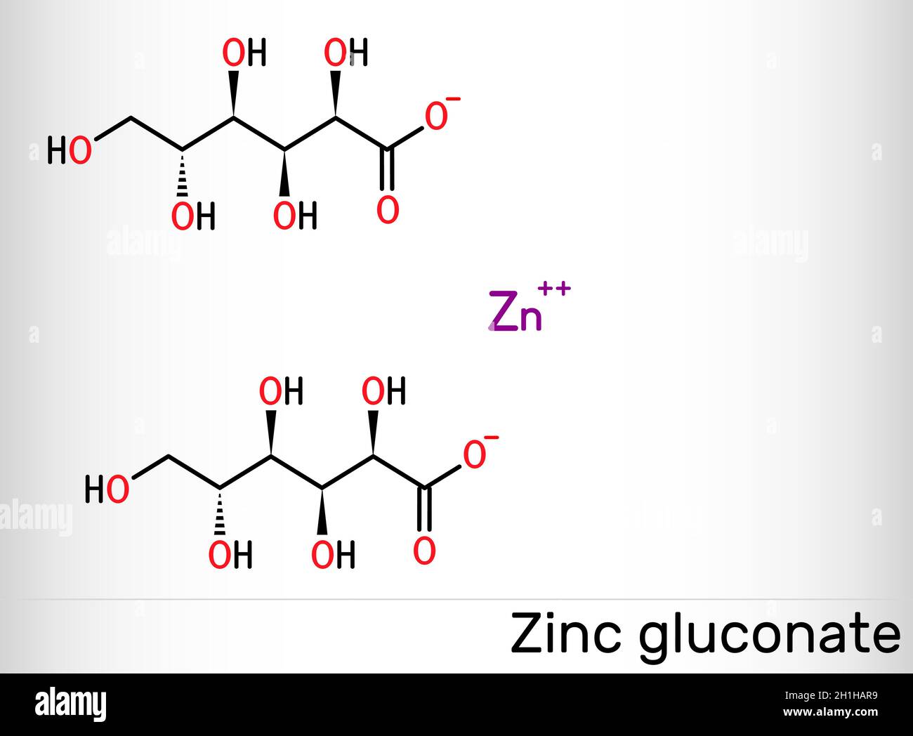 Zinc gluconate molecule. It is ionic compound, zinc salt of gluconic
