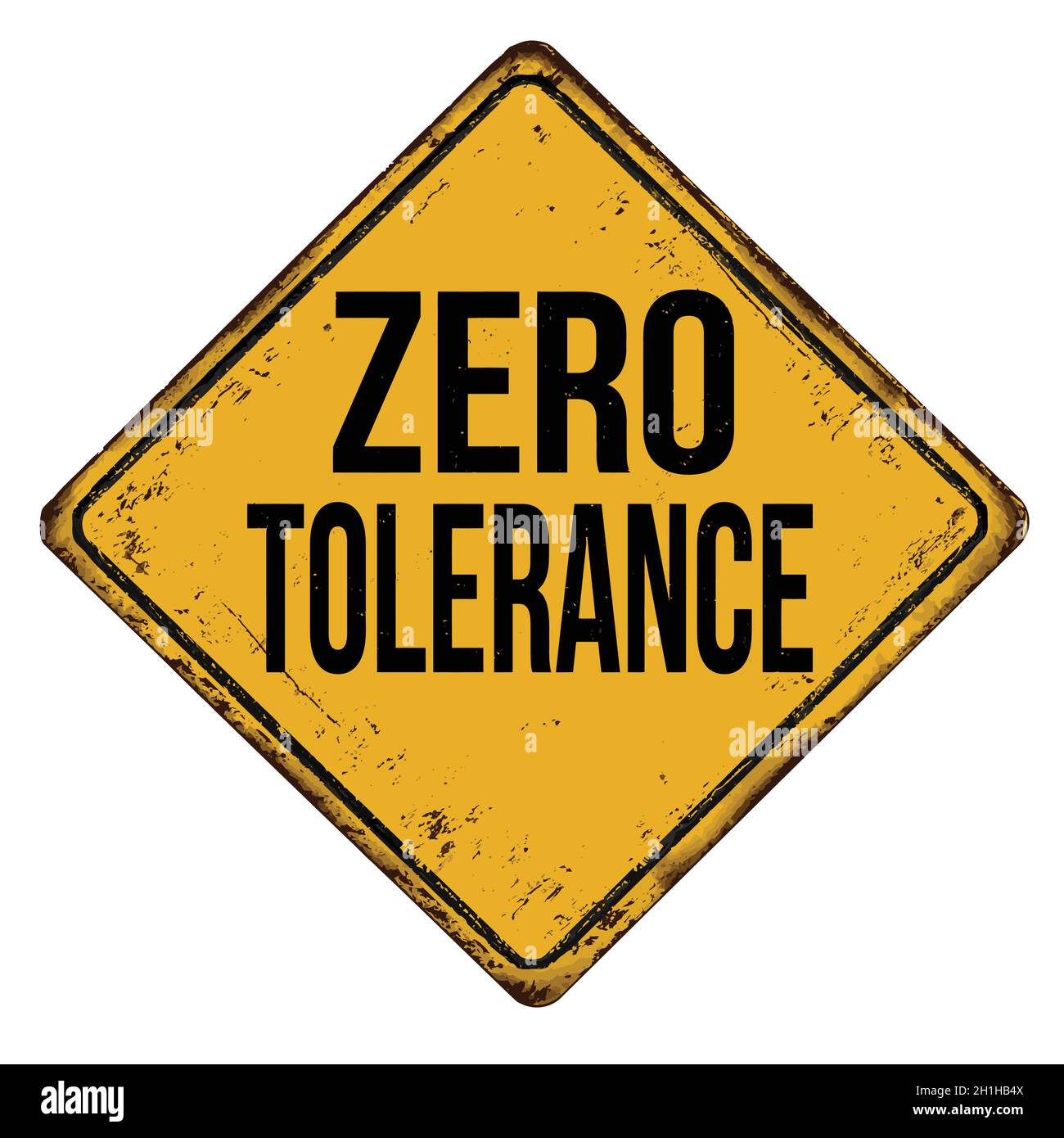 Zero tolerance vintage rusty metal sign on a white background, vector