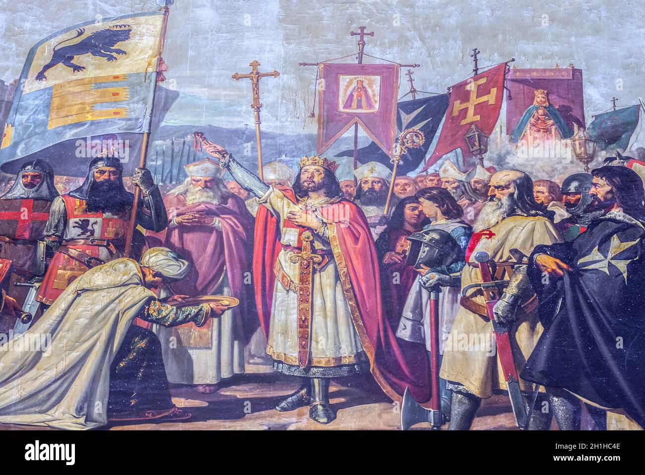 Ferdinand III, king of Castile captures Cordoba. Painted by Jose Maria Rodriguez Losada. Detail. Real Circulo de la Amistad de  Cordoba, Spain Stock Photo