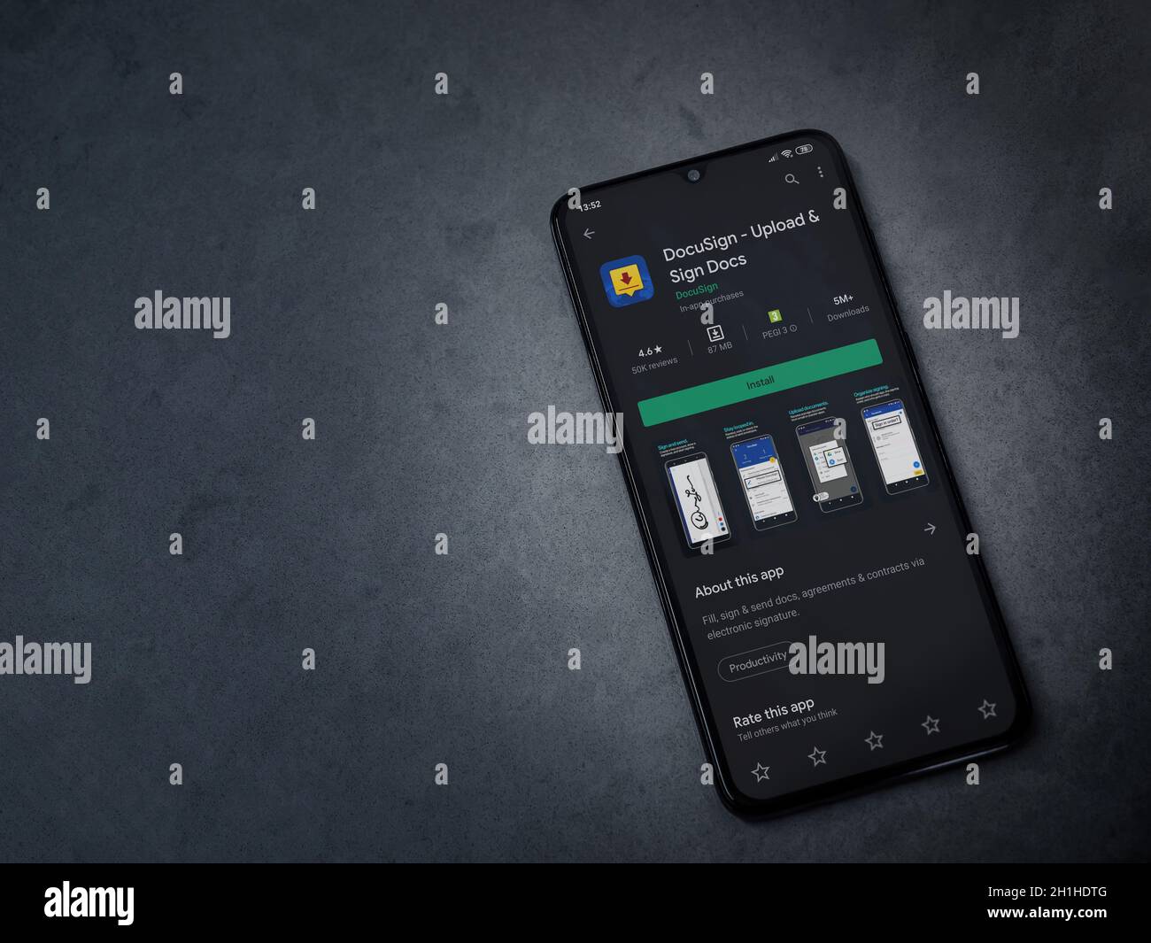 Lod, Israel - July 8, 2020: DocuSign app play store page on the display ...